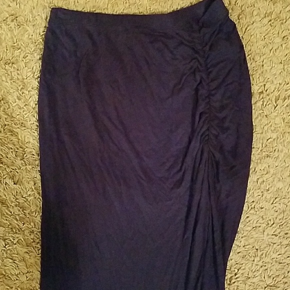 Navy Blue Asymmetrical Wrap Skirt - Picture 2 of 2